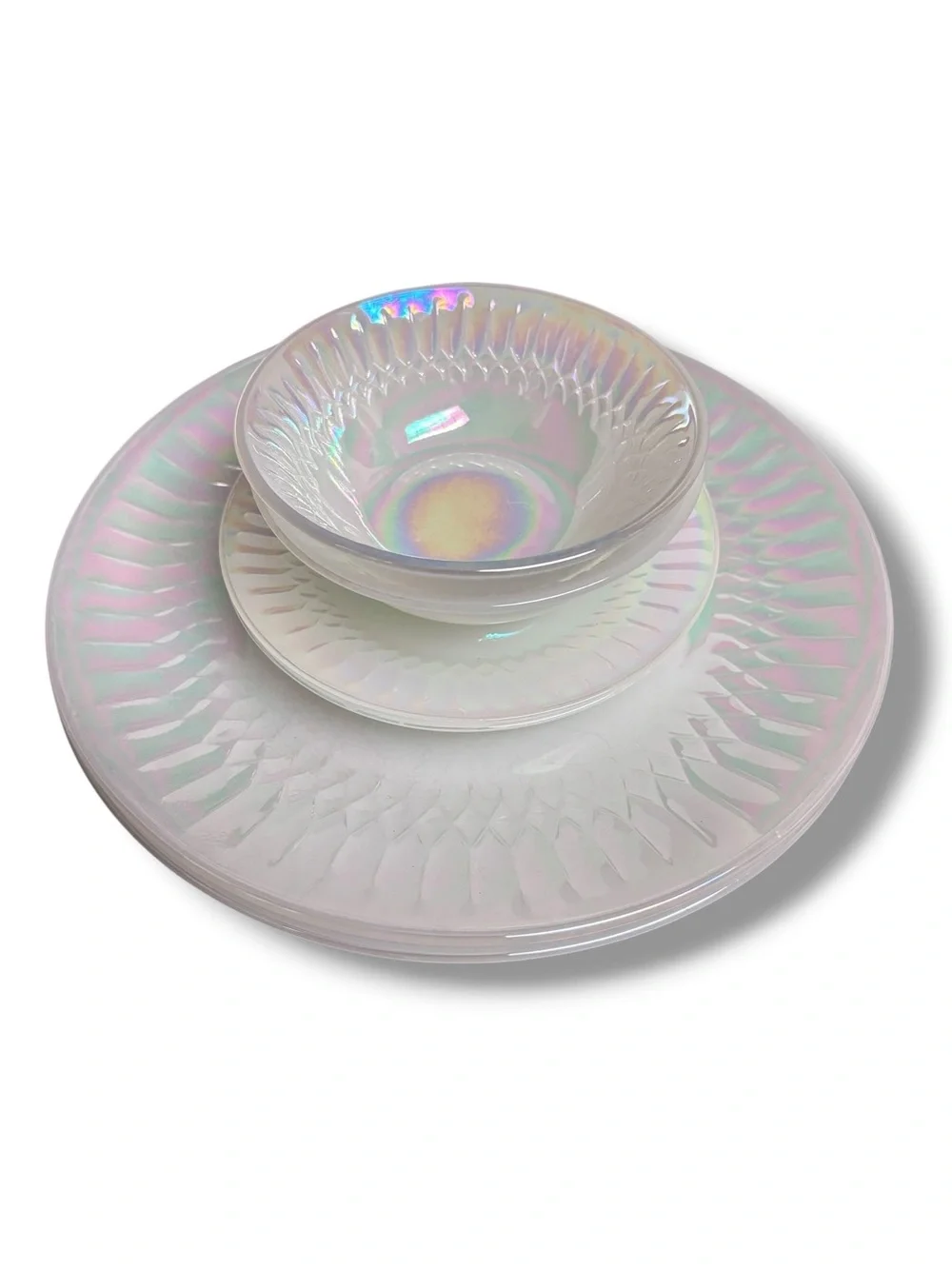 FEDERAL GLASS Moonglow Iridescent Dishes Set of Six VINTAGE